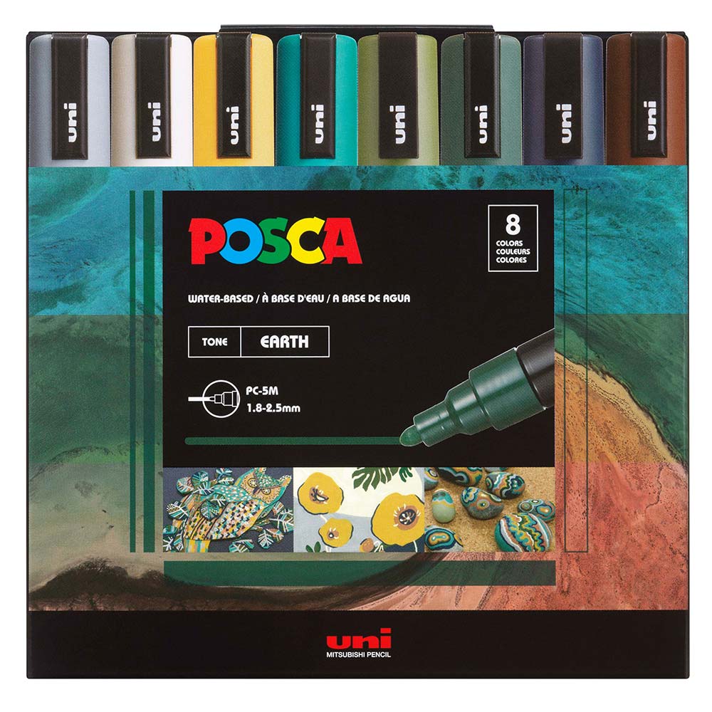 Uni : Posca Marker : PC-5M : Medium Bullet Tip : 1.8 - 2.5mm : Set of 4  Assorted Colors