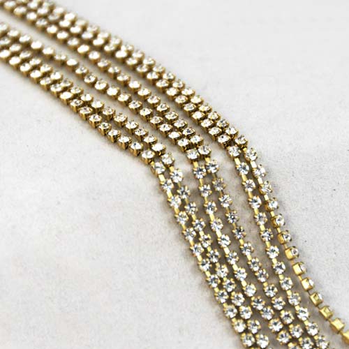 Preciosa Rhinestone Chain - Brass Chain / Clear Crystal (SS6.5) Rhinestones