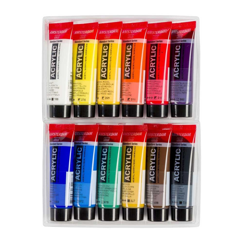 Royal Talens Amsterdam Acrylic Paint - Set Of 12 General Selection - 20ml Tubes [17820412] - Image 2