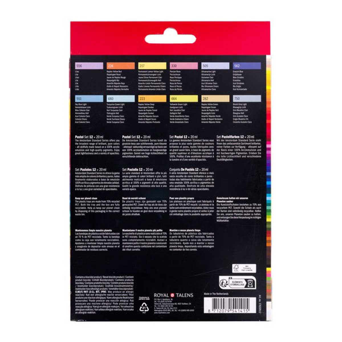 Royal Talens Amsterdam Acrylic Paint - Set Of 12 Pastel - 20ml Tubes [17820512] - Image 3