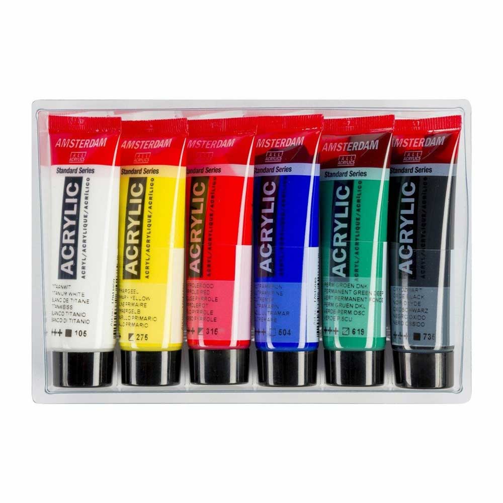 Royal Talens Amsterdam Acrylic Paint - Set Of 6 General Selection - 20ml Tubes [17820406] - Image 2