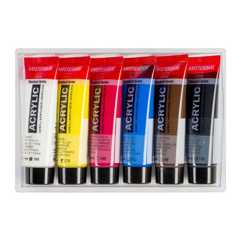 Royal Talens Amsterdam Acrylic Paint - Set Of 6 Primary - 20ml Tubes [17820500] - Image 2