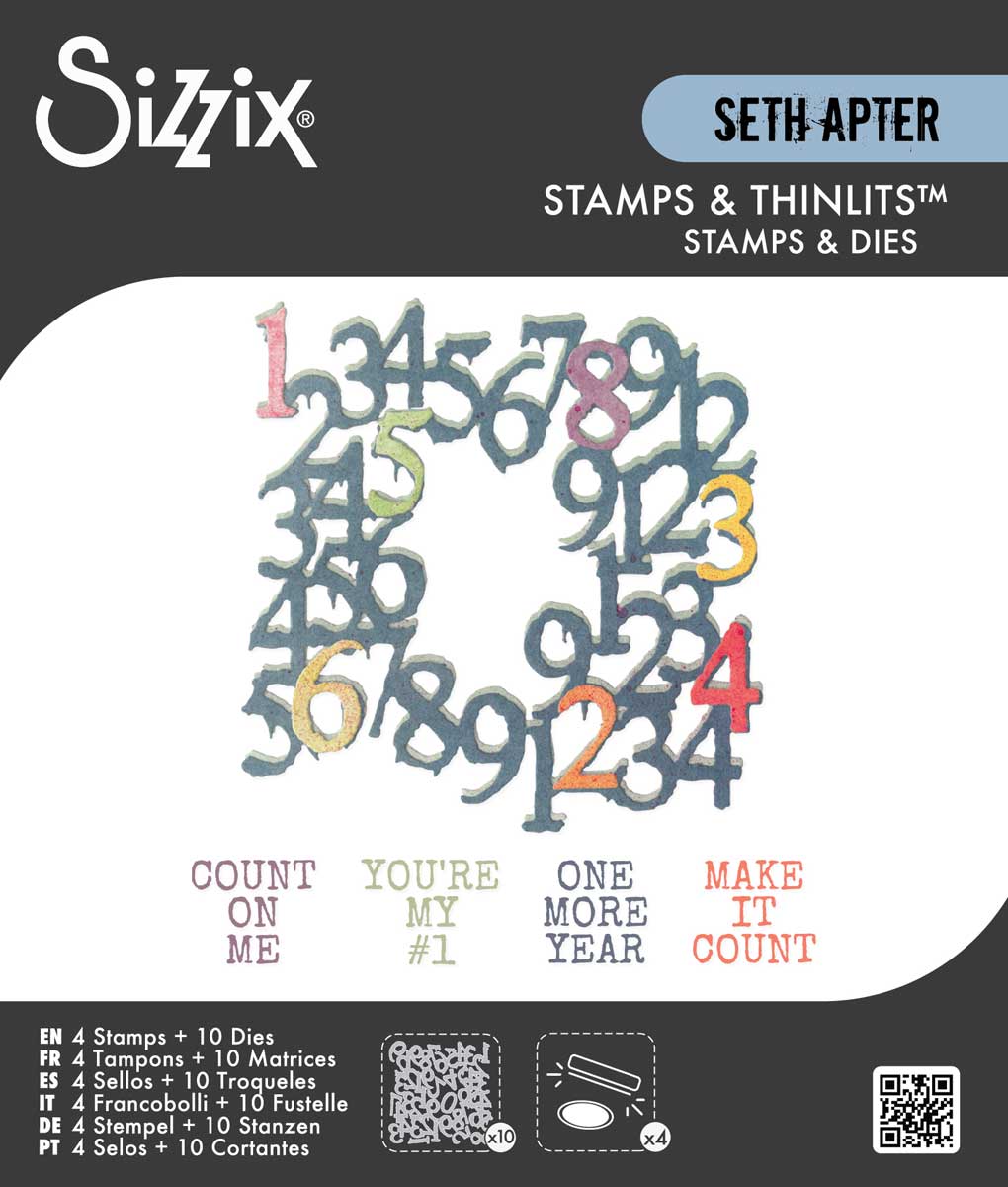 Seth Apter / Sizzix Thinlits Die & Stamp Set - Recount [667214]