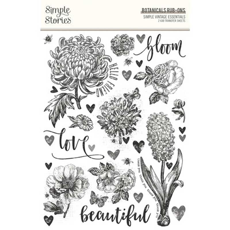Simple Stories Simple Vintage Essentials Collection - Rub Ons - Botanicals [20425]