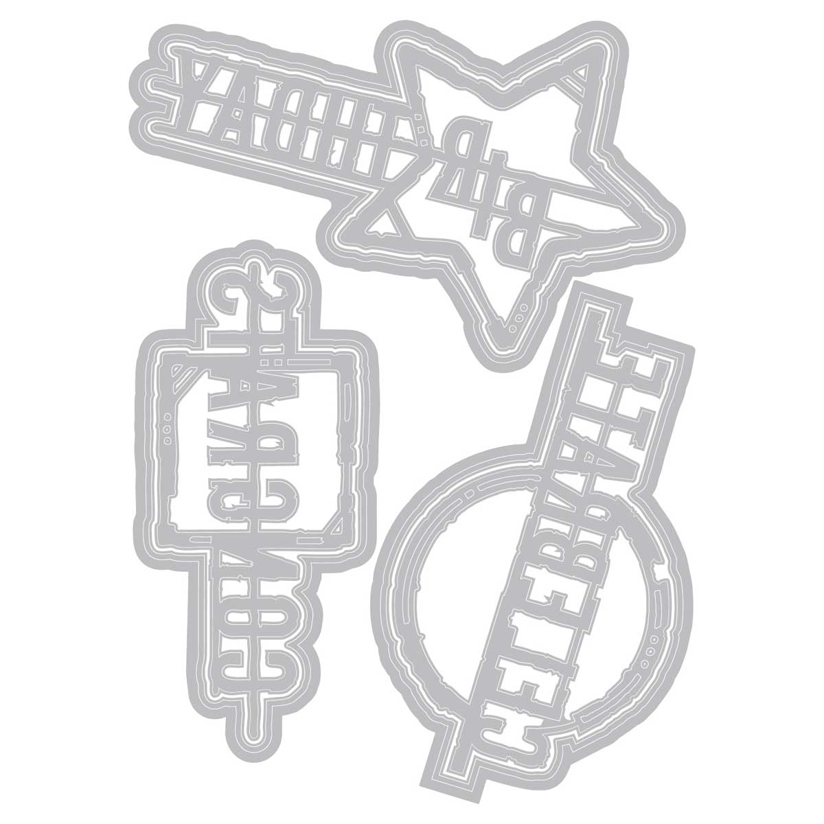 Sizzix 25th Birthday Collection - Seth Apter Thinlits Dies - Word Wafers, Birthday [667132] - Image 2