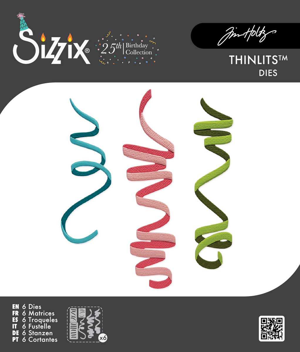 Sizzix 25th Birthday Collection - Tim Holtz Thinlits Dies - Celebration Streamers [667209]