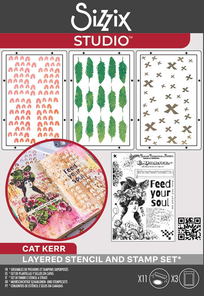 Sizzix Studio - Layered Stencil & Stamp Set - Feed Your Soul [666755]