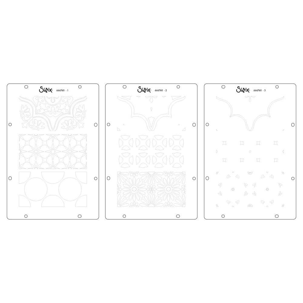 Sizzix Studio Layered Stencil & Stamp Set Geometric [666760