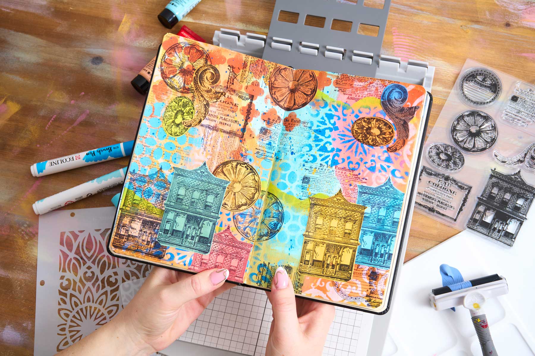 Sizzix Studio - Layered Stencil & Stamp Set - Mark Montano, Built It [666957] - Image 6