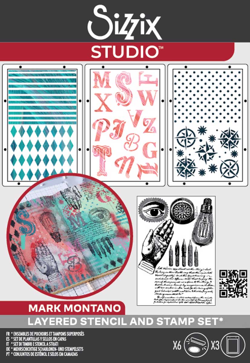 Sizzix Studio - Layered Stencil & Stamp Set - Mark Montano, My Favorite Things [666954]