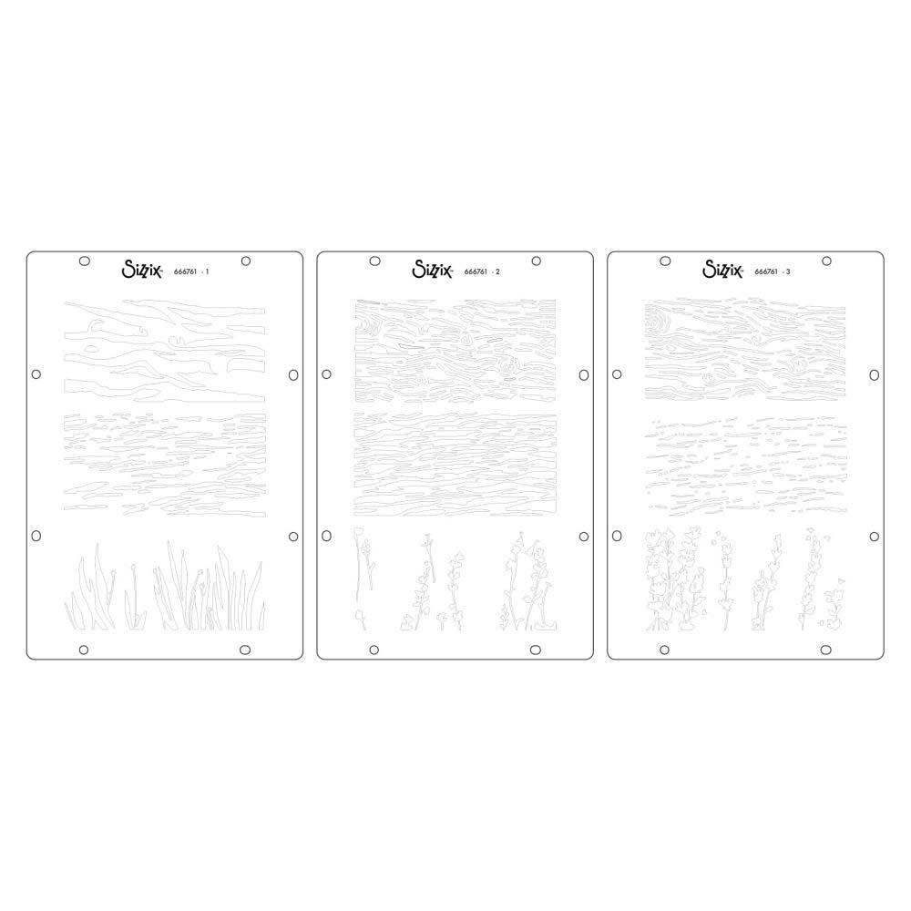 Sizzix Studio - Layered Stencil & Stamp Set - Nature [666761] - Image 2