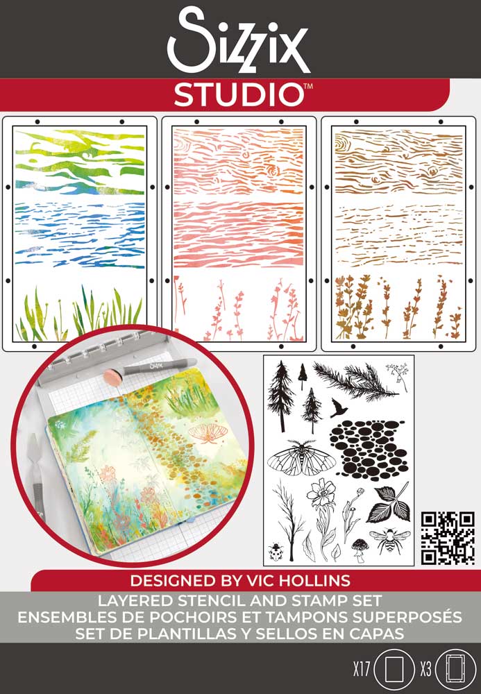 Sizzix Studio - Layered Stencil & Stamp Set - Nature [666761]