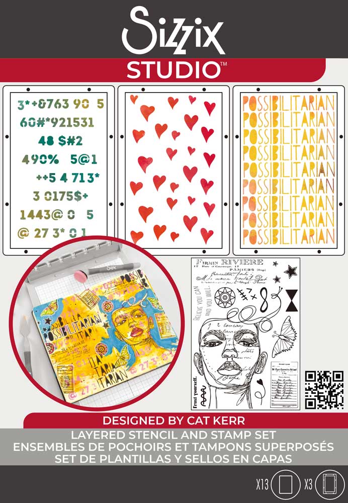 Sizzix Studio - Layered Stencil & Stamp Set - Possibilitarian [666757]