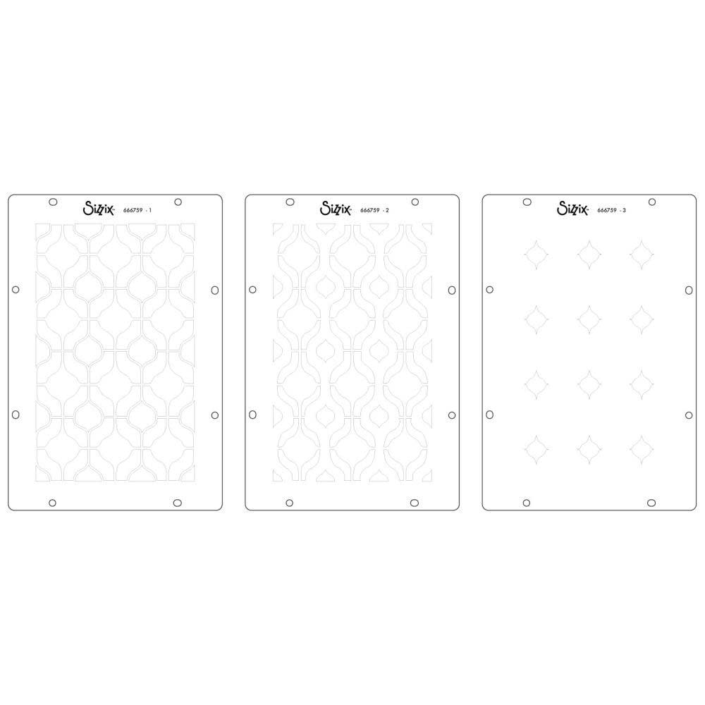 Sizzix Studio - Layered Stencil & Stamp Set - Retro [666759] - Image 2