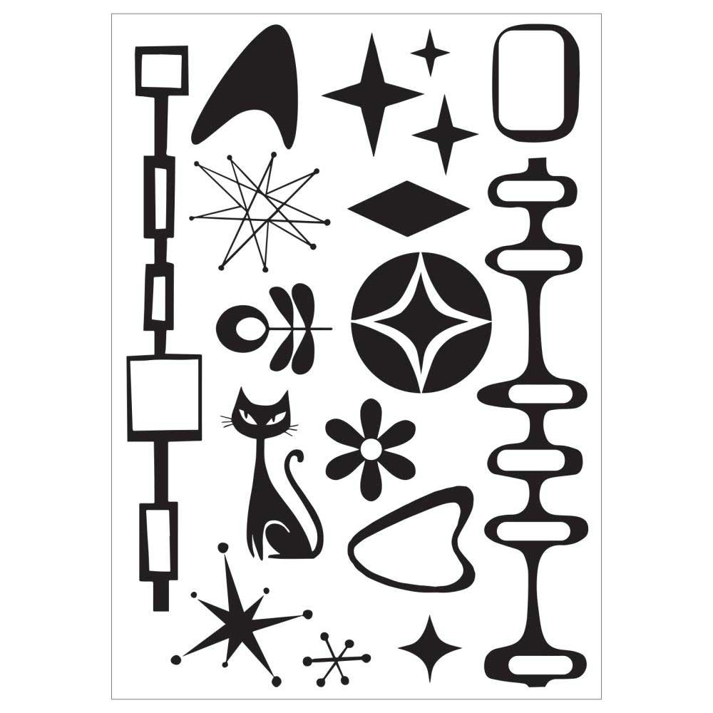 Sizzix Studio - Layered Stencil & Stamp Set - Retro [666759] - Image 3