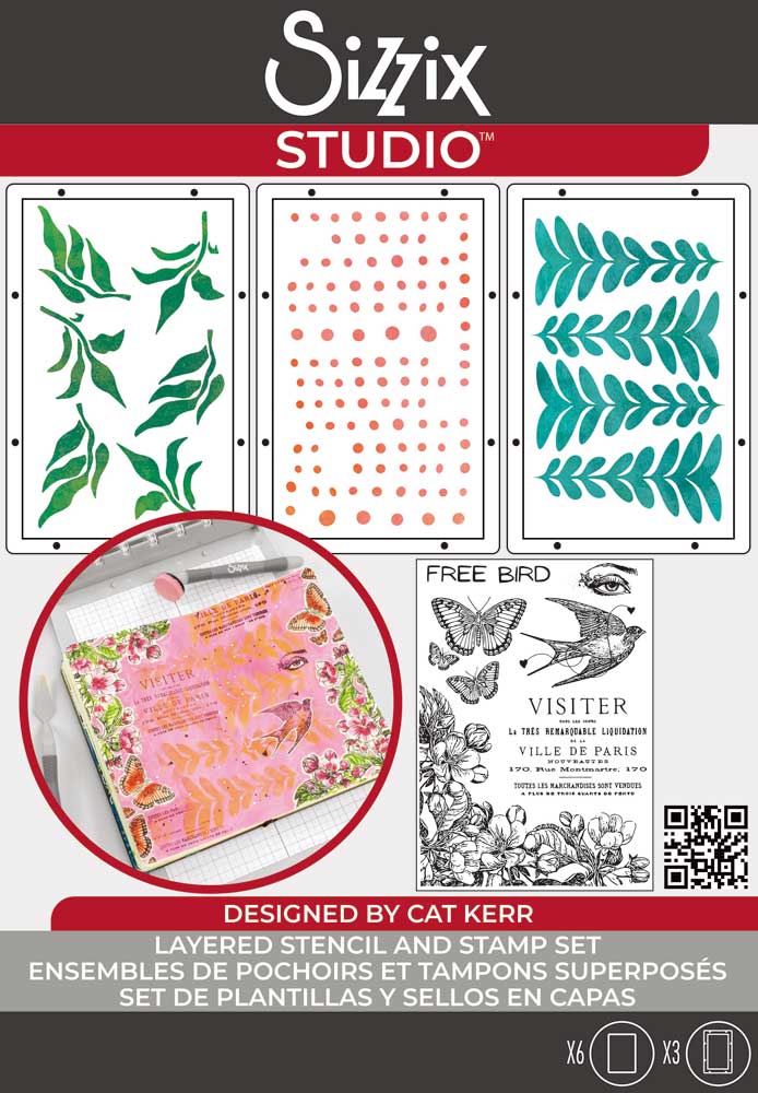 Sizzix Studio - Layered Stencil & Stamp Set - The Visiter [666758]