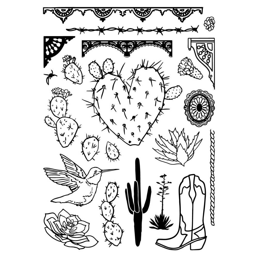 Sizzix Studio - Layered Stencil & Stamp Set - Western [666854] - Image 2