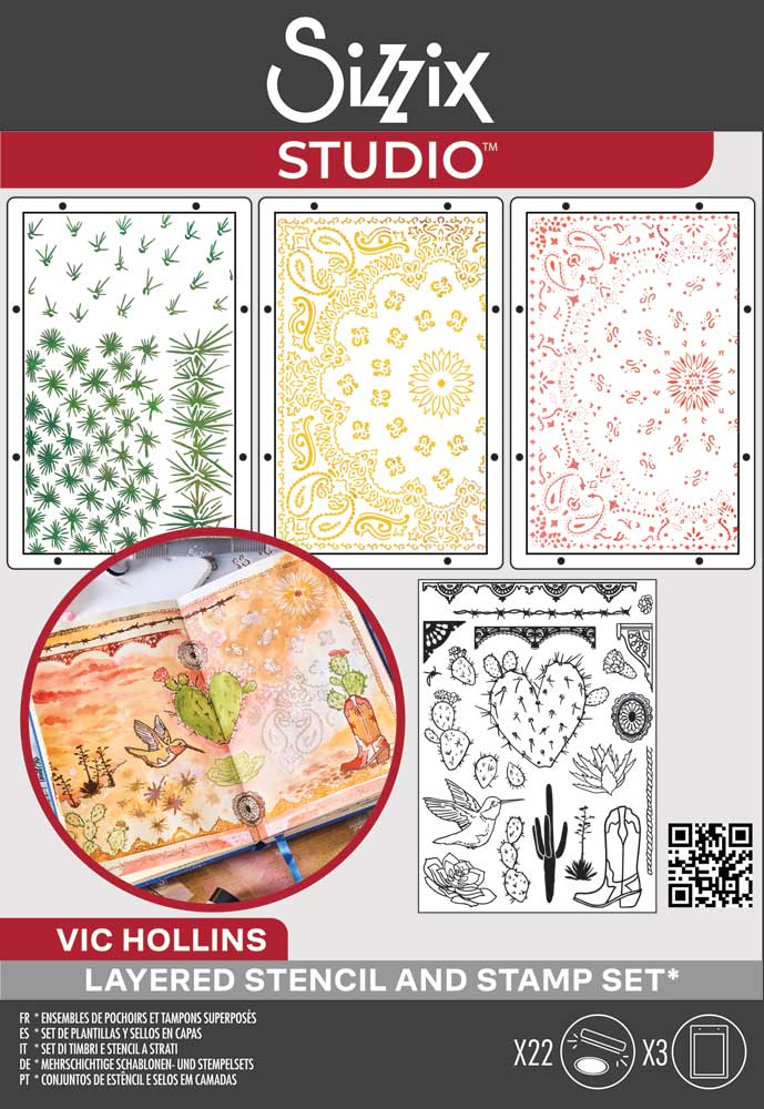 Sizzix Studio - Layered Stencil & Stamp Set - Western [666854]