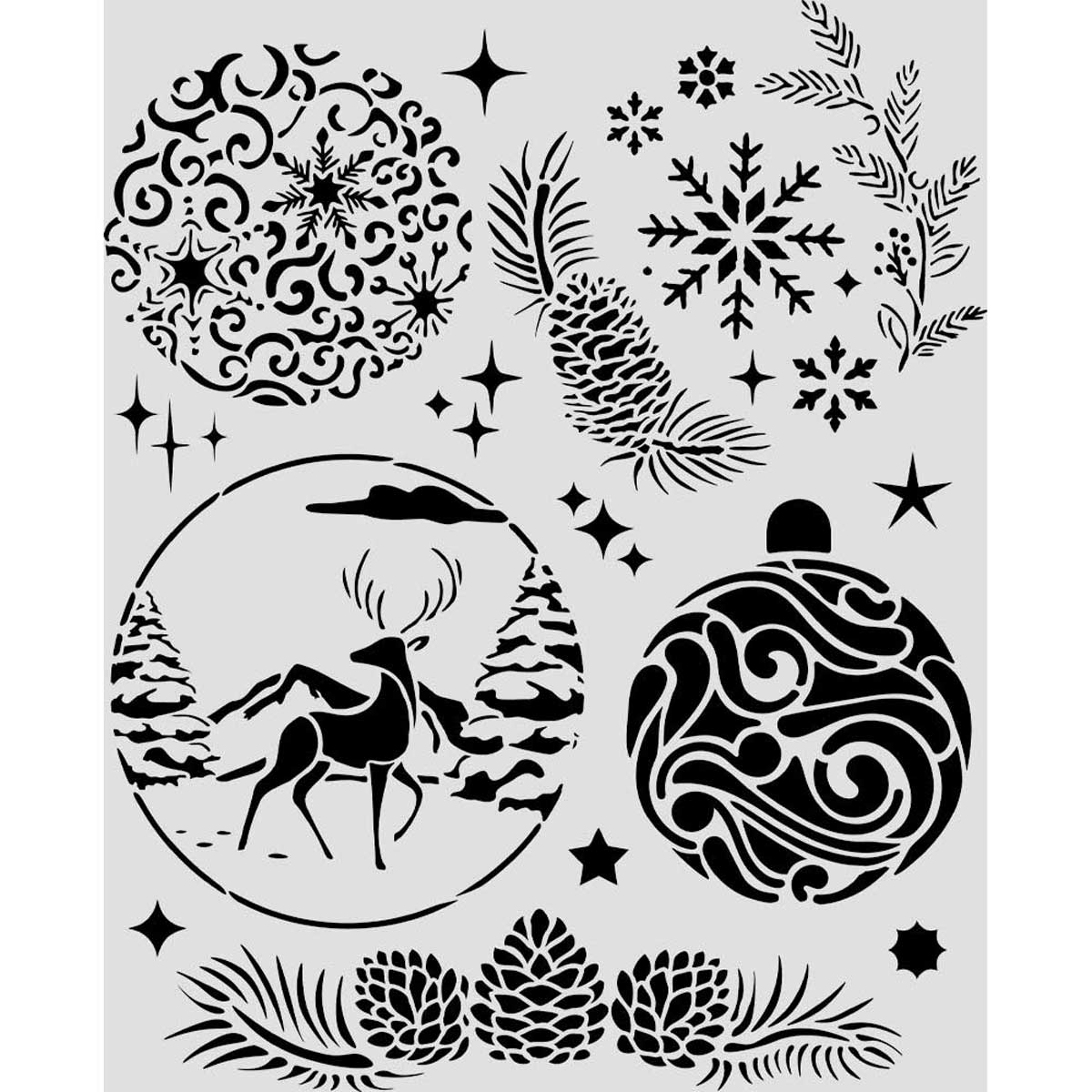 Stamperia 2026 Classic Christmas Collection - Media Stencil - Baubles [KSTD215] - Image 2