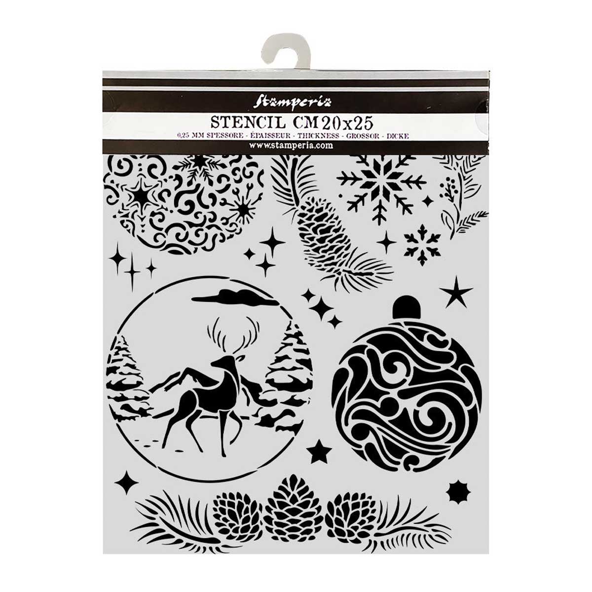Stamperia 2026 Classic Christmas Collection - Media Stencil - Baubles [KSTD215]
