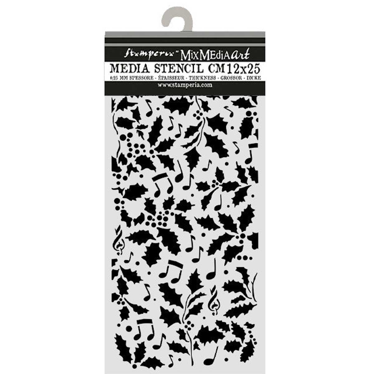 Stamperia 2026 Classic Christmas Collection - Media Stencil - Holly & Leaves [KSTDL172]