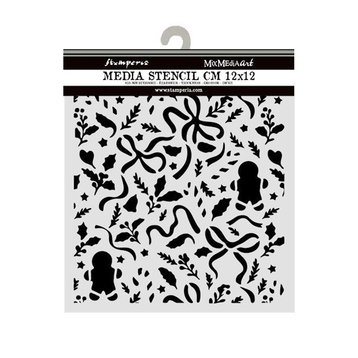Stamperia 2026 Classic Christmas Collection - Media Stencil - Ribbons & Gingerbread [KSTDS74]