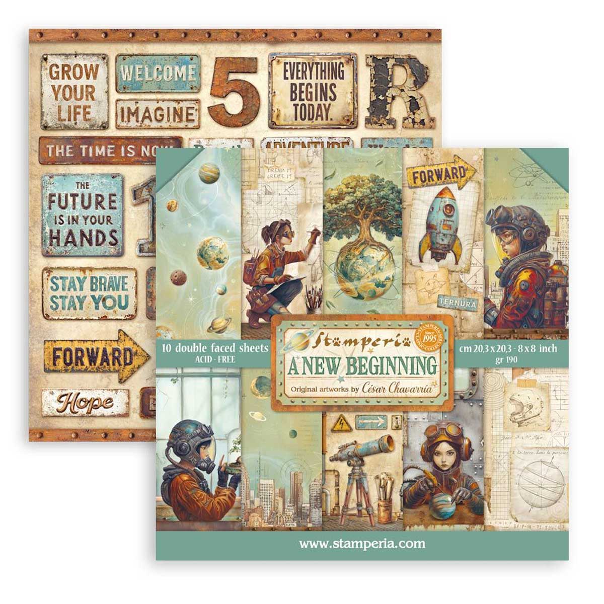 Stamperia A New Beginning Collection - 8" x 8" Paper Pad [SBBS140] - Image 2