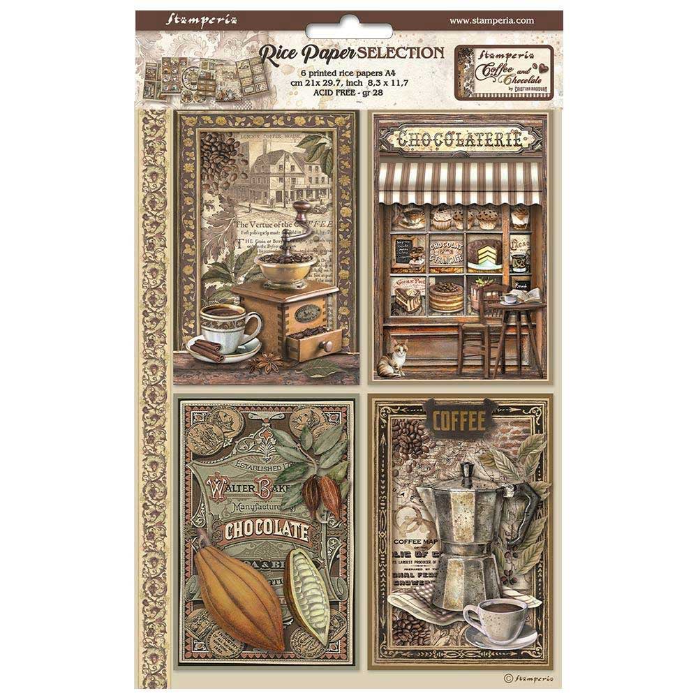 Stamperia Coffee & Chocolate Collection - A4 Rice Paper Selection [DFSA4XCC]