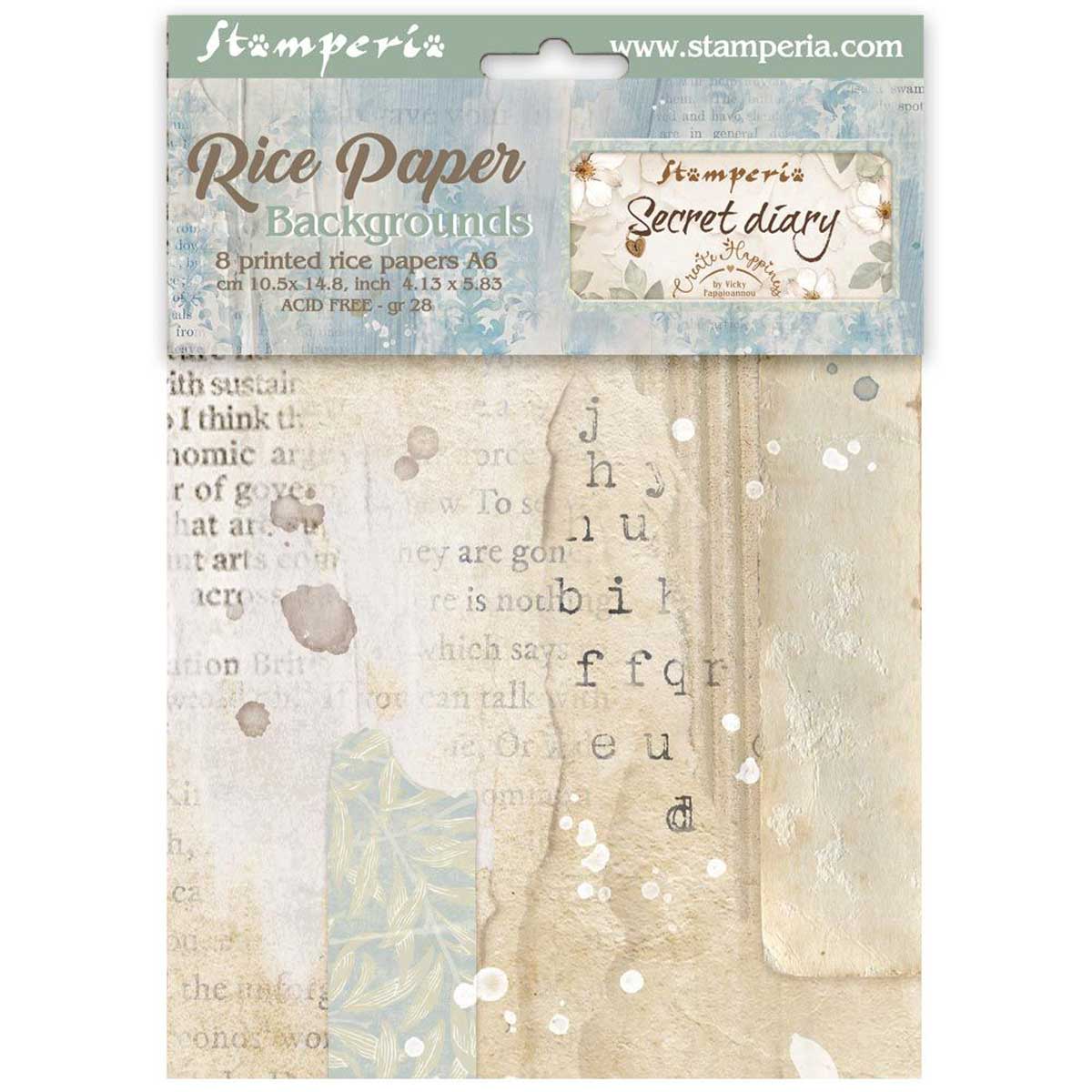 Stamperia Create Happiness Secret Diary Collection - A6 Rice Paper Backgrounds [DFSAK6051]