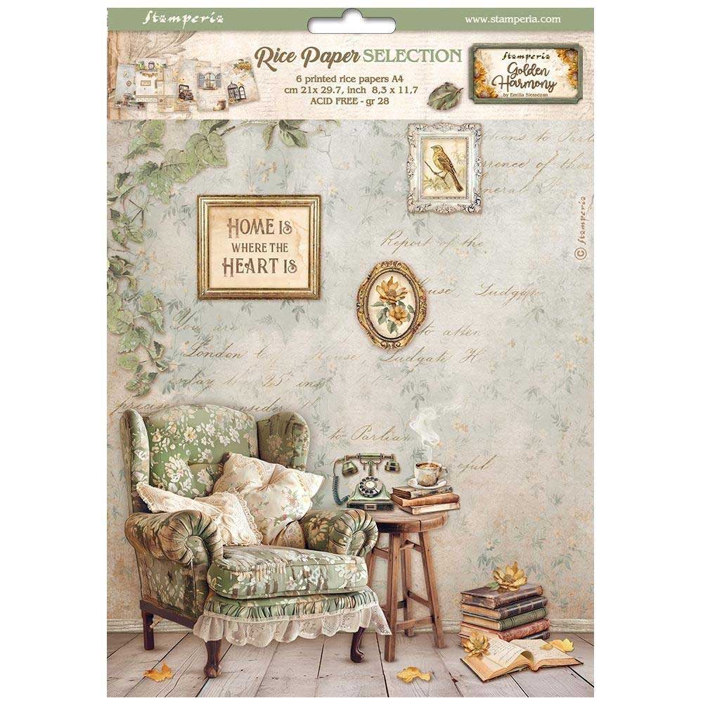 Stamperia Golden Harmony Collection - A4 Rice Paper Selection [DFSA4XGH]