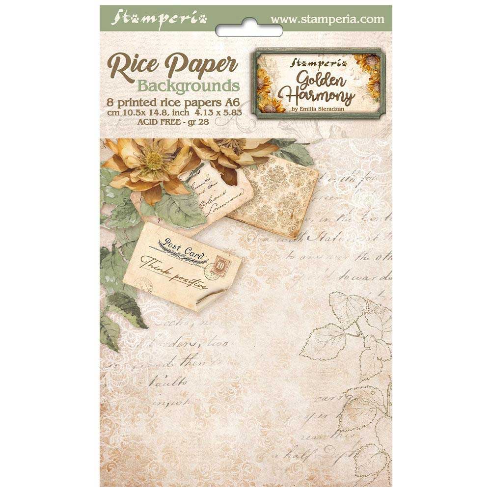 Stamperia Golden Harmony Collection - A6 Rice Paper Backgrounds [DFSAK6029]