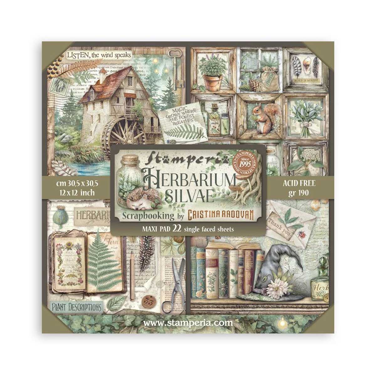 Stamperia Herbarium Silvae Collection - 12" x 12" Maxi Paper Pad [SBBXLB32]