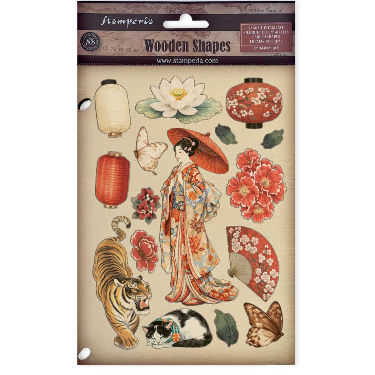 Stamperia Oriental Garden Collection - Colored Wooden Shapes [KLSP204]