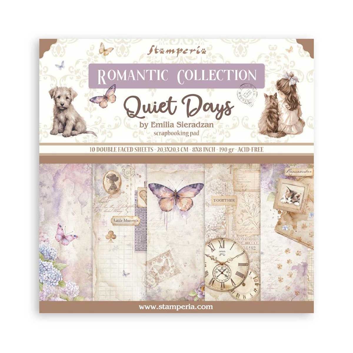 Stamperia Quiet Days Collection - 8" x 8" Paper Pad [SBBS134]