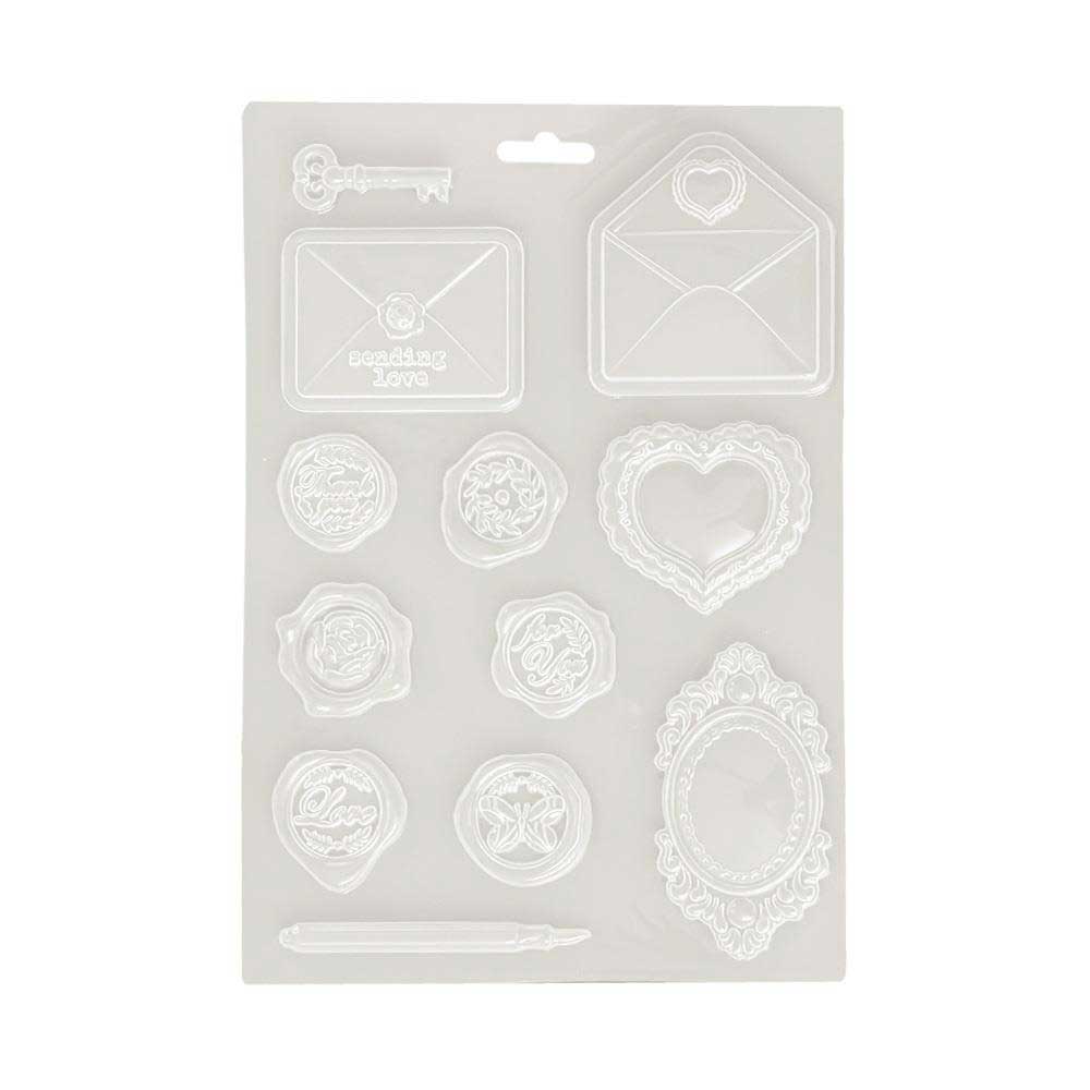 Stamperia Shabby Rose Collection - Texture Impression Mould - Letters & Seals [K3PTA5663]