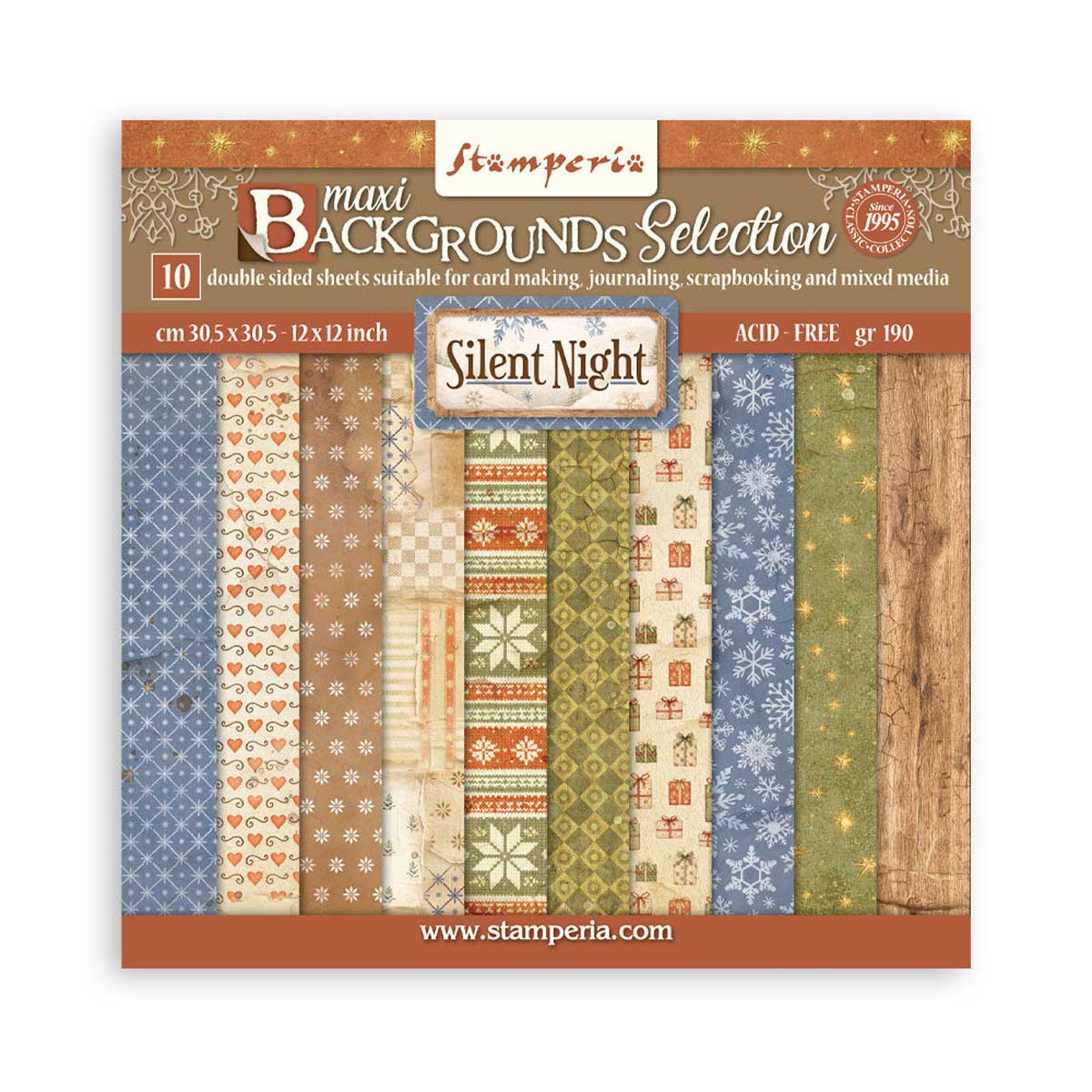 Stamperia Silent Night Collection - 12" x 12" Maxi Backgrounds Selection [SBBL193]