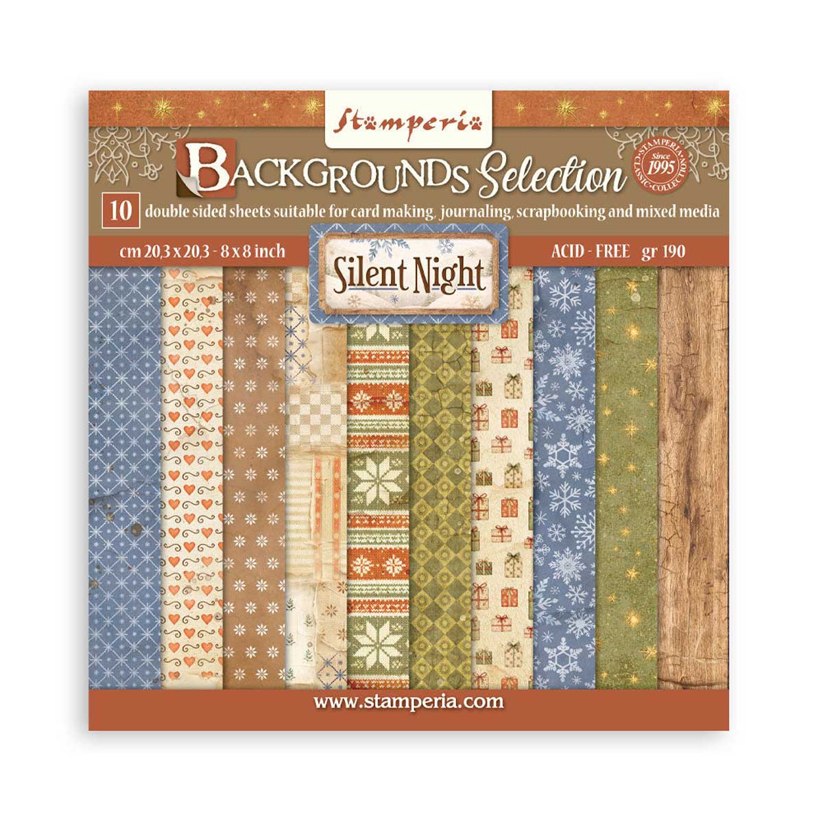 Stamperia Silent Night Collection - 8" x 8" Backgrounds Selection [SBBS149]