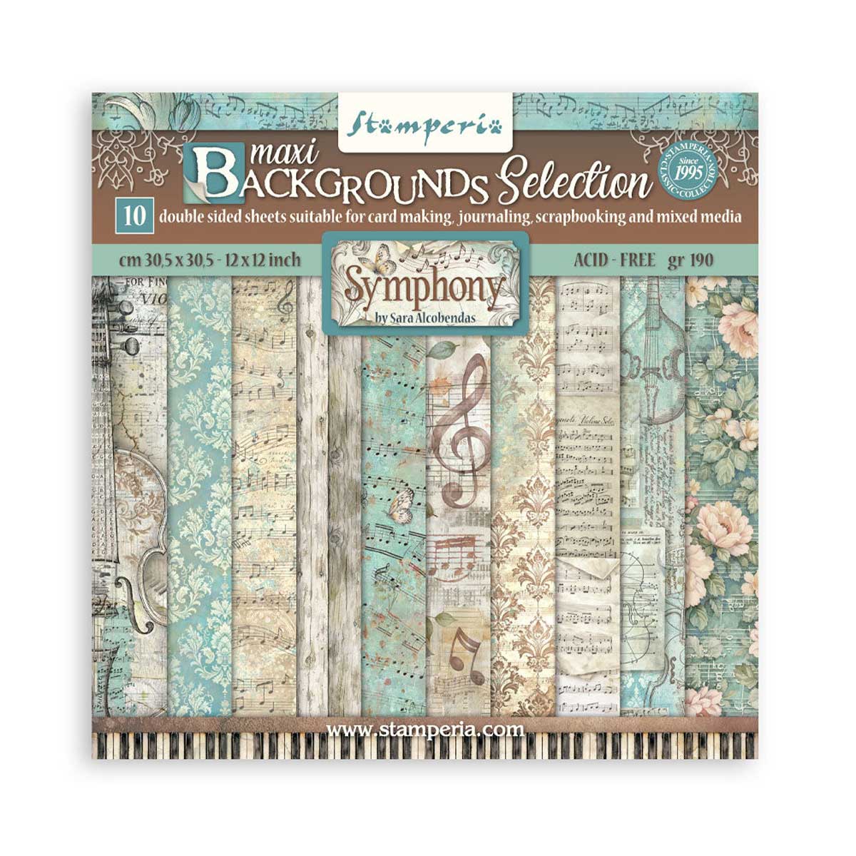 Stamperia Symphony Collection - 12" x 12" Maxi Backgrounds Selection [SBBL189]