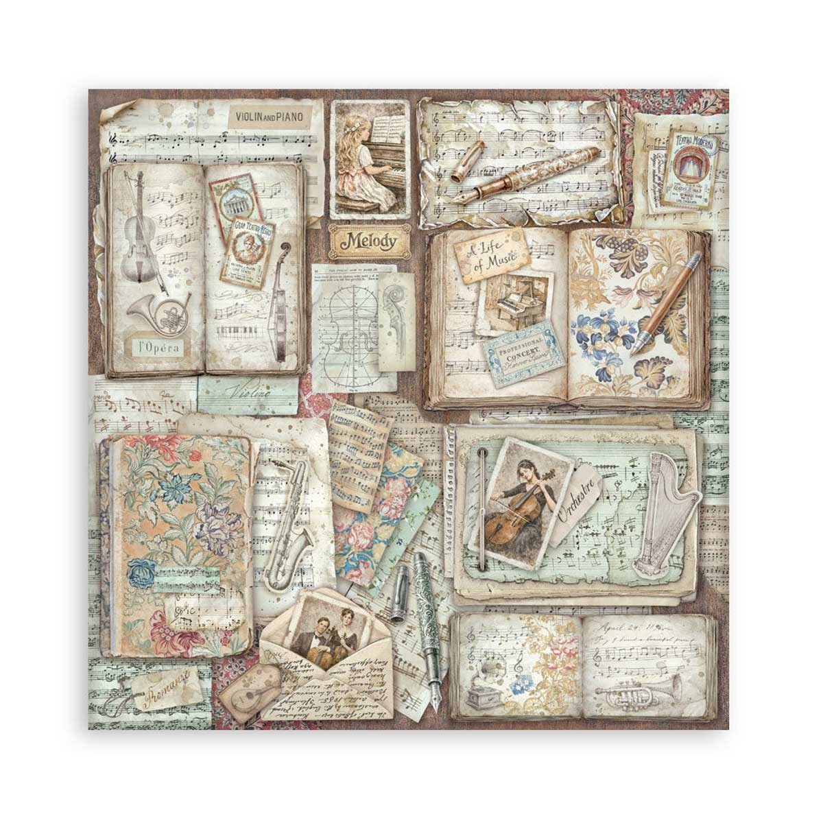 Stamperia Symphony Collection - 12" x 12" Maxi Paper Pad [SBBXLB38] - Image 8