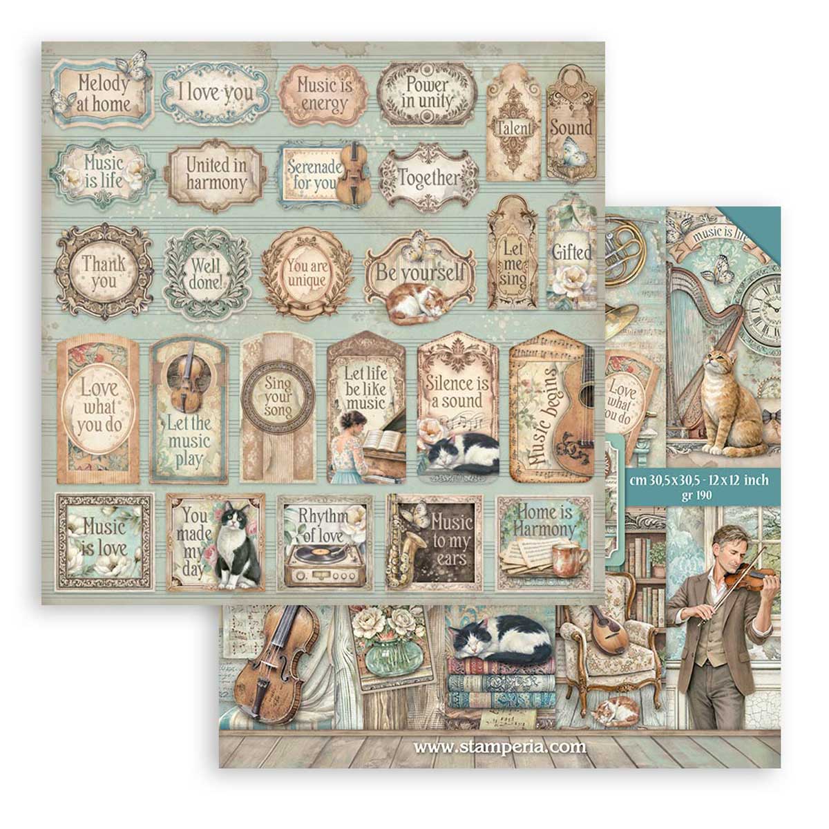 Stamperia Symphony Collection - 12" x 12" Paper Pad [SBBL188] - Image 3