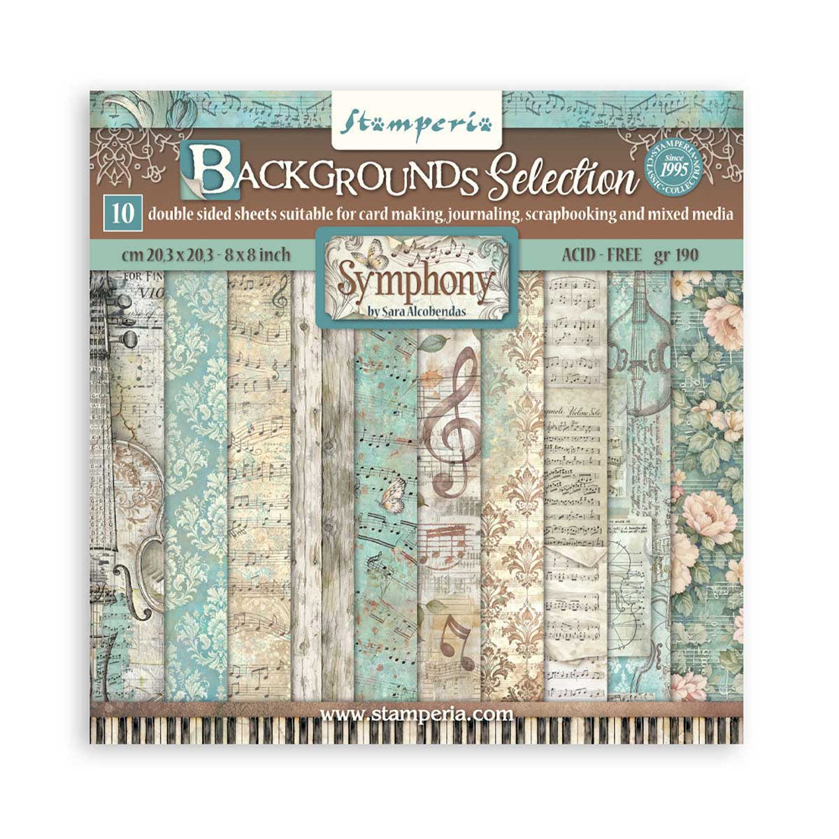 Stamperia Symphony Collection - 8" x 8" Backgrounds Selection [SBBS145]