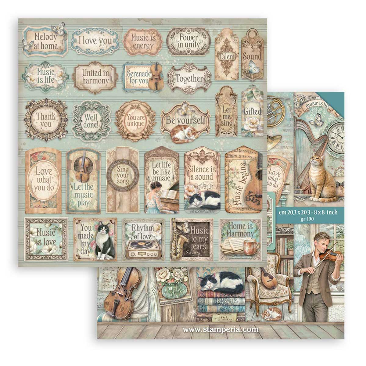 Stamperia Symphony Collection - 8" x 8" Paper Pad [SBBS144] - Image 3