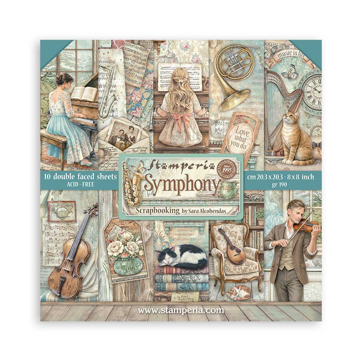 Stamperia Symphony Collection - 8" x 8" Paper Pad [SBBS144]