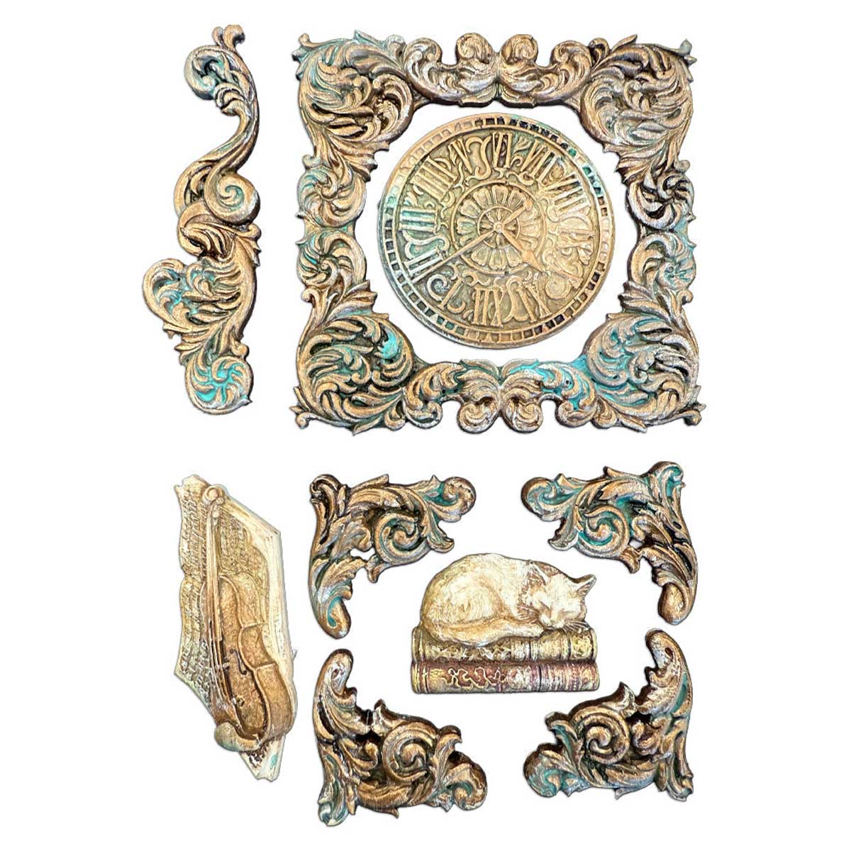 Stamperia Symphony Collection - Silicone Mould - Clock & Cat [KACMA614] - Image 2