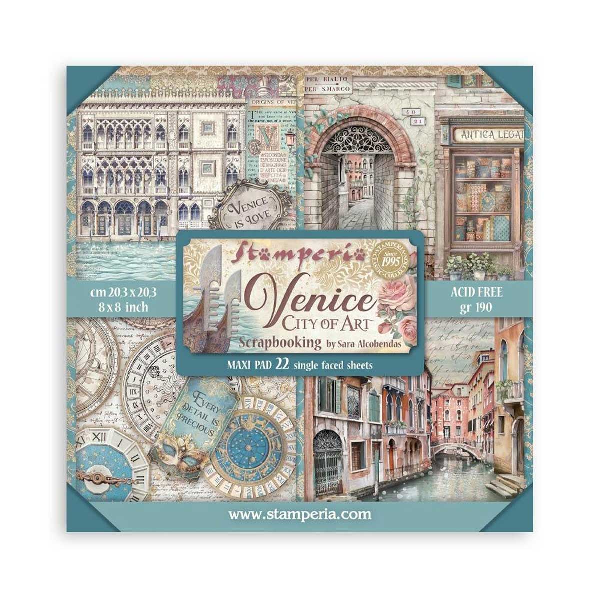 Stamperia Venice Collection - 8" x 8" Maxi Paper Pad [SBBSXB14]