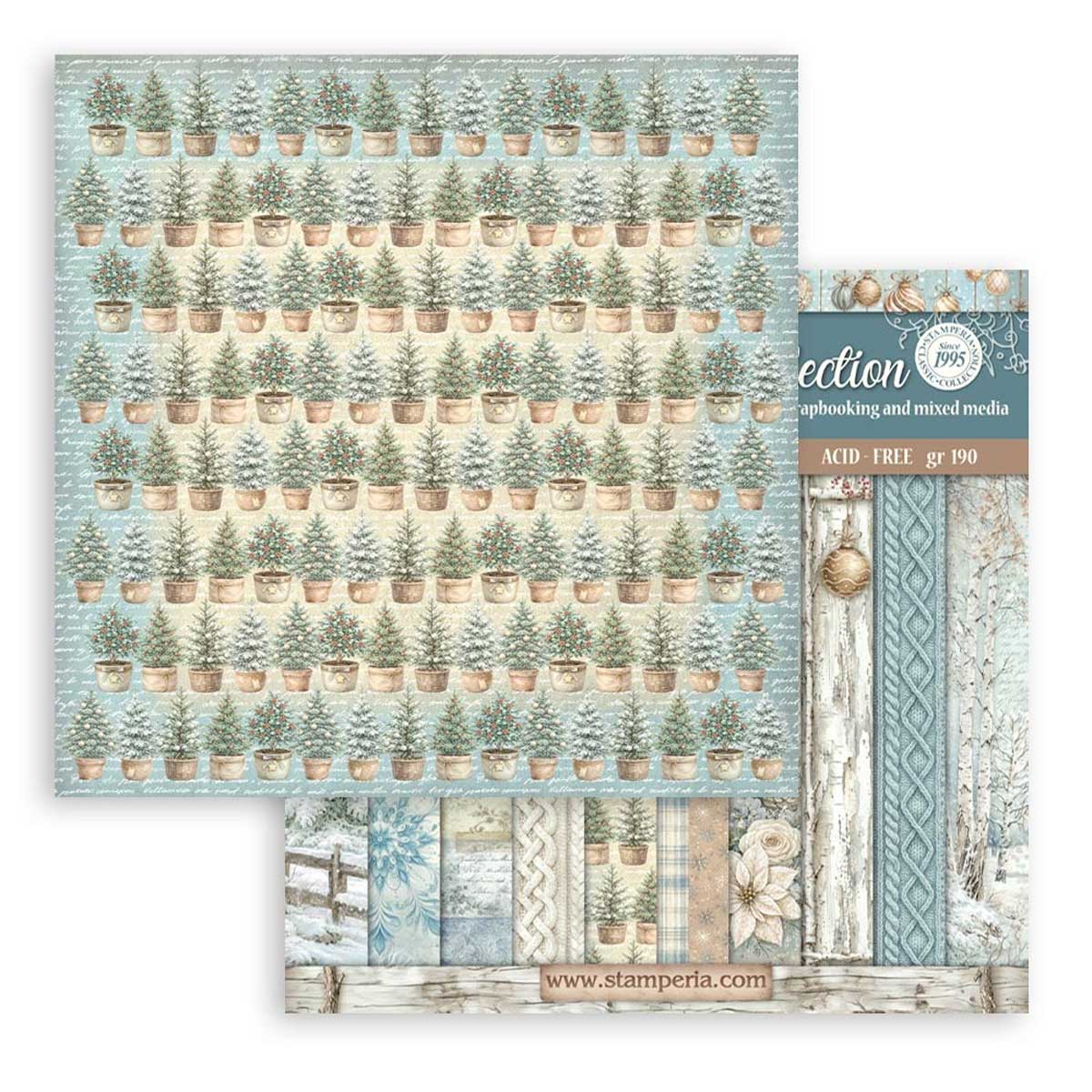 Stamperia White Christmas Collection - 12" x 12" Maxi Backgrounds Selection [SBBL191] - Image 2