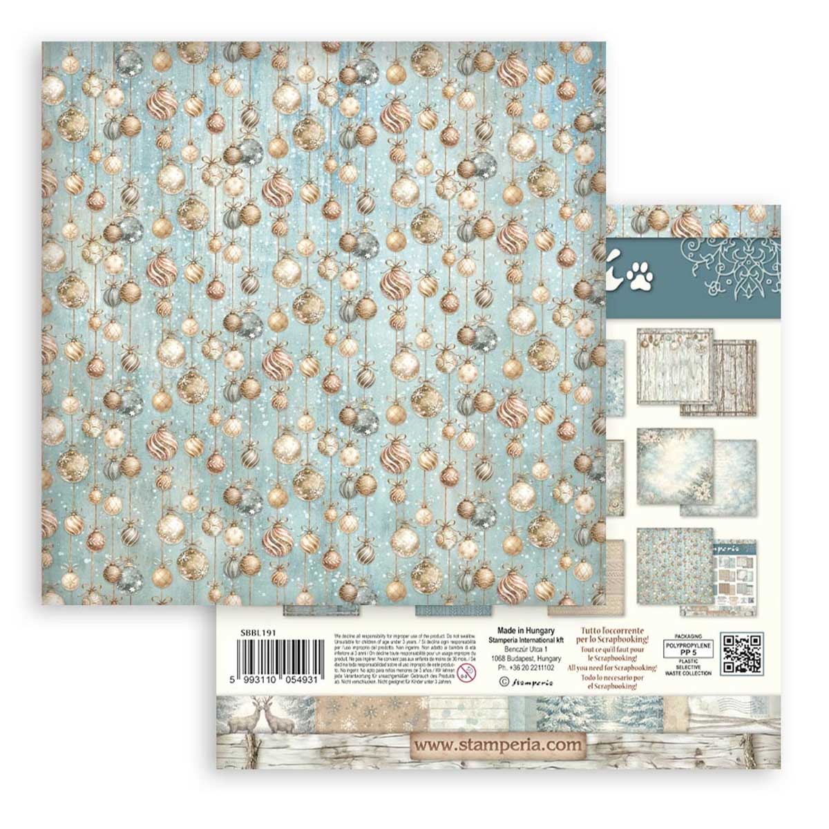 Stamperia White Christmas Collection - 12" x 12" Maxi Backgrounds Selection [SBBL191] - Image 13