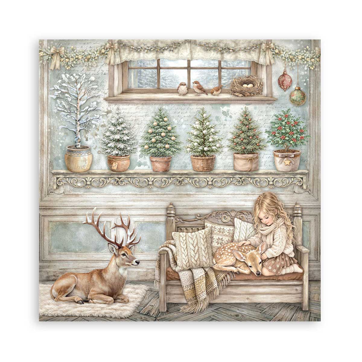 Stamperia White Christmas Collection - 12" x 12" Maxi Paper Pad [SBBXLB39] - Image 2