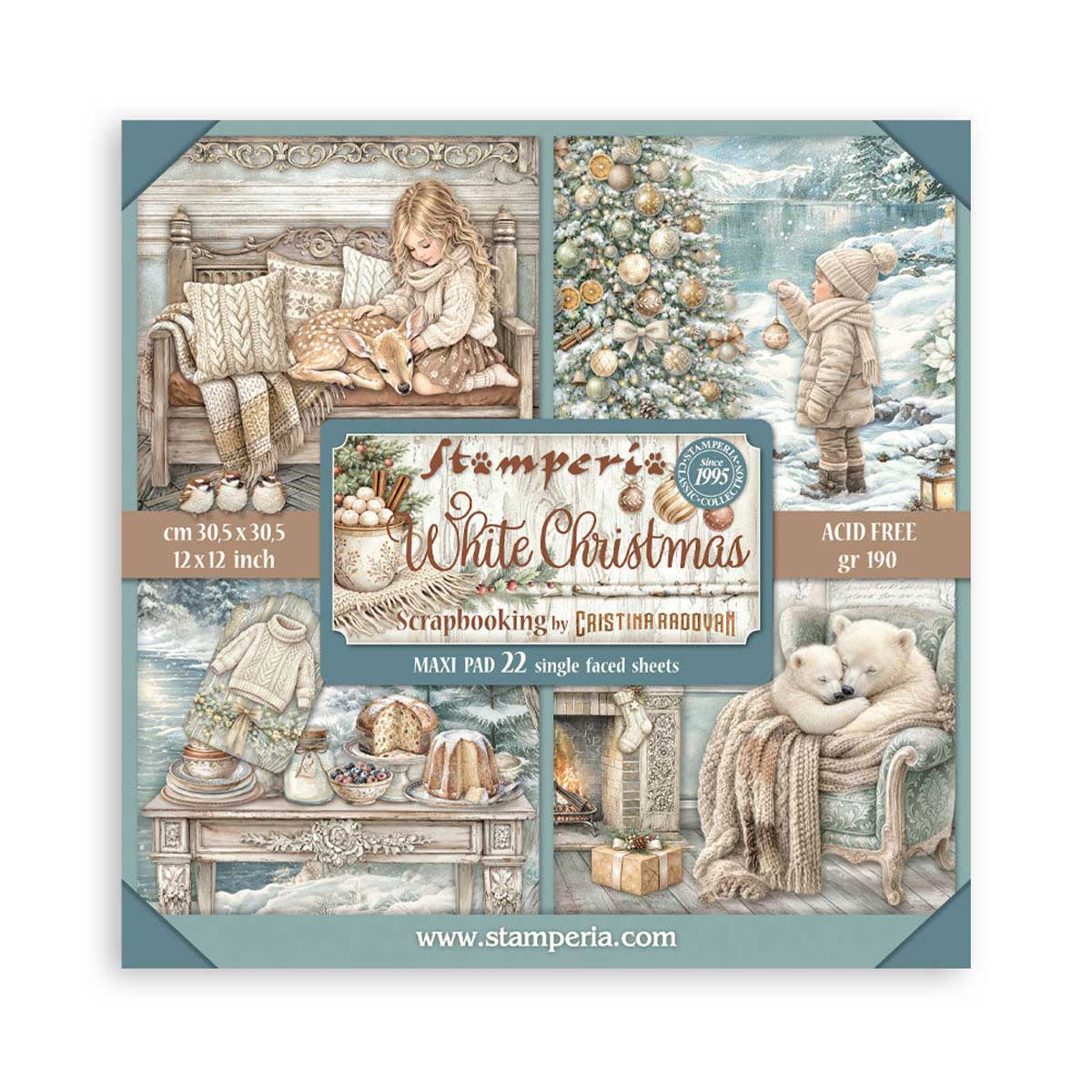 Stamperia White Christmas Collection - 12" x 12" Maxi Paper Pad [SBBXLB39]
