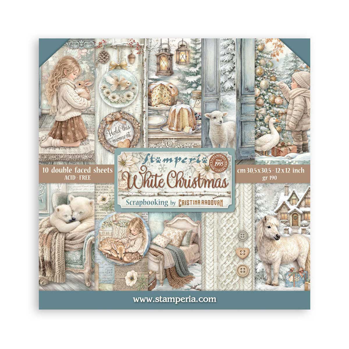 Stamperia White Christmas Collection - 12" x 12" Paper Pad [SBBL190]